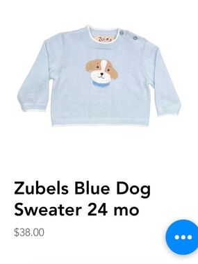 Zubels Light Blue Baby Sweater with Puppy Face